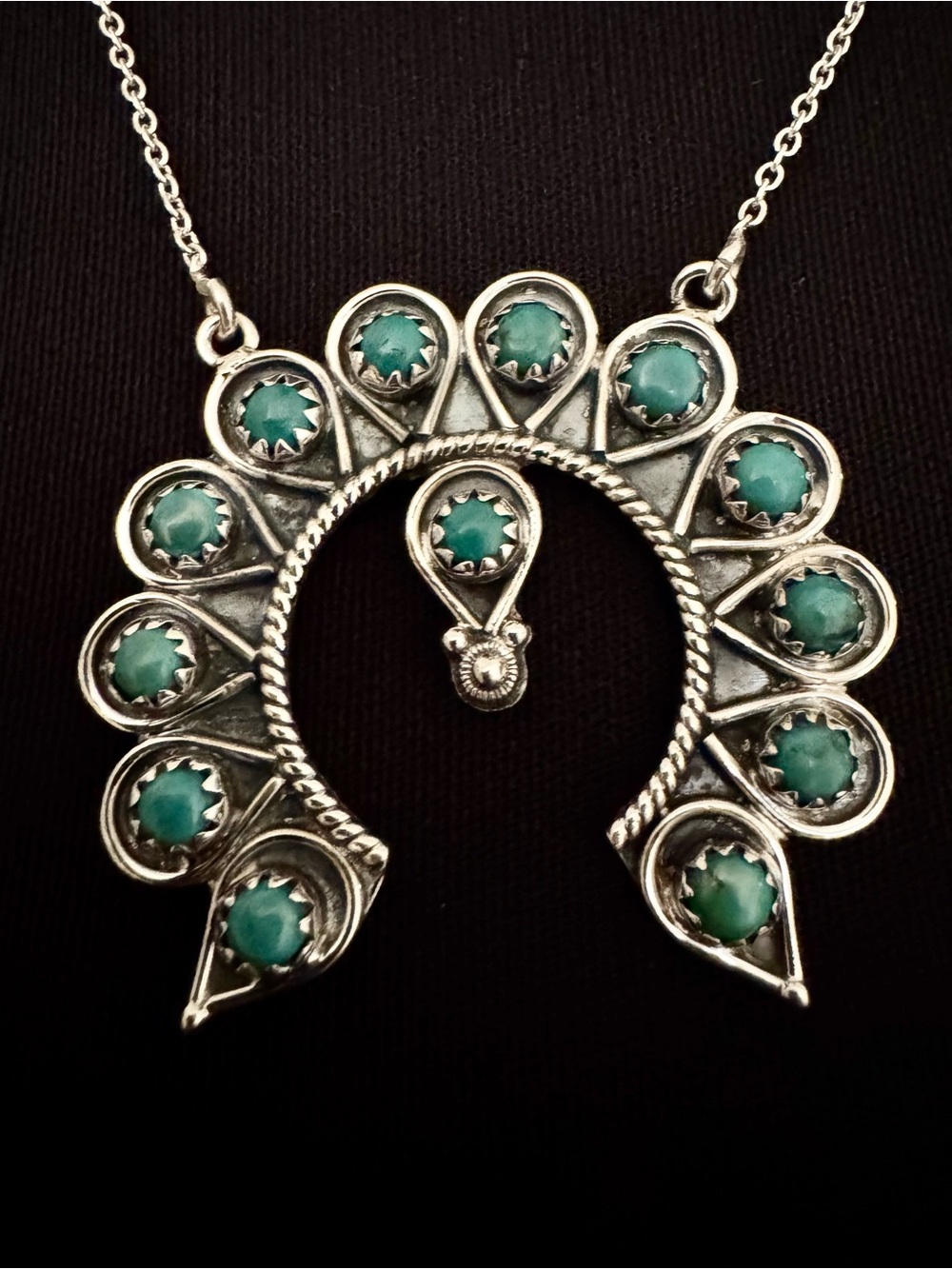 Kingman
Turquoise 925 squash, blossom inspired Necklace
